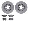 7502-74041 Drilled/Slotted Brake Rotors w/5000 Advanced Brake Pads Kit [Silver], 2011-2018 Audi/Volkswagen, Position: Front - image 1