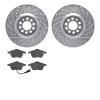 7502-74043 Drilled/Slotted Brake Rotors w/5000 Advanced Brake Pads Kit [Silver], 2003-2006 Audi/Volkswagen, Position: Front - image 1