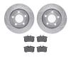 7502-74047 Drilled/Slotted Brake Rotors w/5000 Advanced Brake Pads Kit [Silver], 1999-2004 Audi/Volkswagen, Position: Rear - image 1