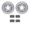 7502-74048 Drilled/Slotted Brake Rotors w/5000 Advanced Brake Pads Kit [Silver], 2002-2005 Audi/Volkswagen, Position: Rear - image 1