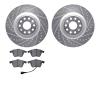 7502-74056 Drilled/Slotted Brake Rotors w/5000 Advanced Brake Pads Kit [Silver], 2008-2013 Audi/Volkswagen, Position: Front - image 1
