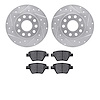 7502-74060 Drilled/Slotted Brake Rotors w/5000 Advanced Brake Pads Kit [Silver], 2005-2018 Audi/Volkswagen, Position: Rear - image 1
