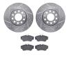 7502-74072 Drilled/Slotted Brake Rotors w/5000 Advanced Brake Pads Kit [Silver], 1992-1995 Audi/Volkswagen, Position: Front - image 1