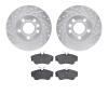 7502-74073 Drilled/Slotted Brake Rotors w/5000 Advanced Brake Pads Kit [Silver], 1996-1999 Audi/Volkswagen, Position: Front - image 1
