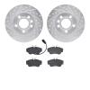 7502-74079 Drilled/Slotted Brake Rotors w/5000 Advanced Brake Pads Kit [Silver], 2000-2000 Audi/Volkswagen, Position: Front - image 1