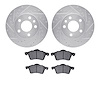 7502-74080 Drilled/Slotted Brake Rotors w/5000 Advanced Brake Pads Kit [Silver], 1996-1999 Audi/Volkswagen, Position: Front - image 1