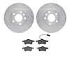 7502-74081 Drilled/Slotted Brake Rotors w/5000 Advanced Brake Pads Kit [Silver], 2000-2000 Audi/Volkswagen, Position: Front - image 1