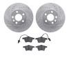 7502-74083 Drilled/Slotted Brake Rotors w/5000 Advanced Brake Pads Kit [Silver], 2001-2003 Audi/Volkswagen, Position: Front - image 1