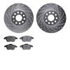 7502-74092 Drilled/Slotted Brake Rotors w/5000 Advanced Brake Pads Kit [Silver], 2006-2017 Audi/Volkswagen, Position: Front - image 1