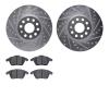 7502-74095 Drilled/Slotted Brake Rotors w/5000 Advanced Brake Pads Kit [Silver], 2005-2018 Audi/Volkswagen, Position: Front - image 1