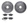 7502-74097 Drilled/Slotted Brake Rotors w/5000 Advanced Brake Pads Kit [Silver], 2009-2013 Audi/Volkswagen, Position: Front - image 1
