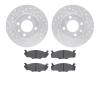 7502-74119 Drilled/Slotted Brake Rotors w/5000 Advanced Brake Pads Kit [Silver], 1980-1984 Audi/Volkswagen, Position: Front - image 1