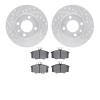 7502-74120 Drilled/Slotted Brake Rotors w/5000 Advanced Brake Pads Kit [Silver], 1984-1987 Audi/Volkswagen, Position: Front - image 1