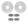 7502-74121 Drilled/Slotted Brake Rotors w/5000 Advanced Brake Pads Kit [Silver], 1982-1983 Audi/Volkswagen, Position: Front - image 1