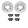 7502-74192 Drilled/Slotted Brake Rotors w/5000 Advanced Brake Pads Kit [Silver], 1997-1998 Audi/Volkswagen, Position: Front - image 1