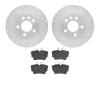 7502-74244 Drilled/Slotted Brake Rotors w/5000 Advanced Brake Pads Kit [Silver], 1996-1997 Audi/Volkswagen, Position: Rear - image 1