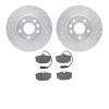 7502-74255 Drilled/Slotted Brake Rotors w/5000 Advanced Brake Pads Kit [Silver], 2001-2003 Audi/Volkswagen, Position: Rear - image 1
