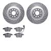 7502-74307 Drilled/Slotted Brake Rotors w/5000 Advanced Brake Pads Kit [Silver], 2006-2011 Audi/Volkswagen, Position: Front - image 1