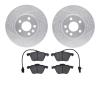 7502-74397 Drilled/Slotted Brake Rotors w/5000 Advanced Brake Pads Kit [Silver], 2001-2003 Audi/Volkswagen, Position: Front - image 1
