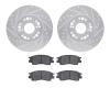 7502-75002 Drilled/Slotted Brake Rotors w/5000 Advanced Brake Pads Kit [Silver], 1991-1992 Lexus/Toyota/Scion, Position: Front - image 1