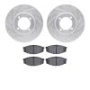 7502-76012 Drilled/Slotted Brake Rotors w/5000 Advanced Brake Pads Kit [Silver], 1984-1987 Lexus/Toyota/Scion, Position: Front - image 1