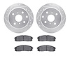 7502-76013 Drilled/Slotted Brake Rotors w/5000 Advanced Brake Pads Kit [Silver], 1984-1988 Lexus/Toyota/Scion, Position: Rear - image 1