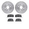7502-76019 Drilled/Slotted Brake Rotors w/5000 Advanced Brake Pads Kit [Silver], 1985-1986 Lexus/Toyota/Scion, Position: Rear - image 1