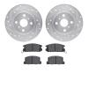 7502-76025 Drilled/Slotted Brake Rotors w/5000 Advanced Brake Pads Kit [Silver], 1987-1989 Lexus/Toyota/Scion, Position: Rear - image 1