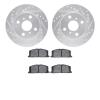 7502-76036 Drilled/Slotted Brake Rotors w/5000 Advanced Brake Pads Kit [Silver], 1995-1999 Lexus/Toyota/Scion, Position: Front - image 1