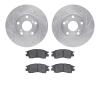 7502-76039 Drilled/Slotted Brake Rotors w/5000 Advanced Brake Pads Kit [Silver], 1992-2003 Lexus/Toyota/Scion, Position: Front - image 1