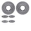 7502-76104 Drilled/Slotted Brake Rotors w/5000 Advanced Brake Pads Kit [Silver], 1985-1992 Lexus/Toyota/Scion, Position: Front - image 1