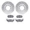 7502-76105 Drilled/Slotted Brake Rotors w/5000 Advanced Brake Pads Kit [Silver], 1980-1982 Lexus/Toyota/Scion, Position: Front - image 1