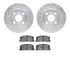 7502-76215 Drilled/Slotted Brake Rotors w/5000 Advanced Brake Pads Kit [Silver], 1986-1989 Lexus/Toyota/Scion, Position: Front - image 1