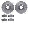 7502-80007 Drilled/Slotted Brake Rotors w/5000 Advanced Brake Pads Kit [Silver], 1988-1991 Ford/Lincoln/Mercury/Mazda, Position: - image 1