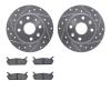 7502-80010 Drilled/Slotted Brake Rotors w/5000 Advanced Brake Pads Kit [Silver], 1990-1993 Ford/Lincoln/Mercury/Mazda, Position: - image 1