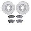 7502-80040 Drilled/Slotted Brake Rotors w/5000 Advanced Brake Pads Kit [Silver], 2016-2021 Ford/Lincoln/Mercury/Mazda, Position: - image 1