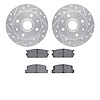 7502-80049 Drilled/Slotted Brake Rotors w/5000 Advanced Brake Pads Kit [Silver], 1981-1985 Ford/Lincoln/Mercury/Mazda, Position: - image 1