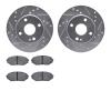 7502-80070 Drilled/Slotted Brake Rotors w/5000 Advanced Brake Pads Kit [Silver], 1990-1993 Ford/Lincoln/Mercury/Mazda, Position: - image 1