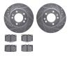 7502-80100 Drilled/Slotted Brake Rotors w/5000 Advanced Brake Pads Kit [Silver], 1986-1991 Ford/Lincoln/Mercury/Mazda, Position: - image 1