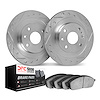 7502-92043 Drilled/Slotted Brake Rotors w/5000 Advanced Brake Pads Kit [Silver], 2018-2019 Audi/Volkswagen, Position: Rear