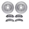 7502-99013 Drilled/Slotted Brake Rotors w/5000 Advanced Brake Pads Kit [Silver], 1986-1987 Ford/Lincoln/Mercury/Mazda, Position: - image 1