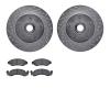 7502-99227 Drilled/Slotted Brake Rotors w/5000 Advanced Brake Pads Kit [Silver], 1973-1985 Ford/Lincoln/Mercury/Mazda, Position: - image 1