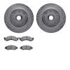 7502-99228 Drilled/Slotted Brake Rotors w/5000 Advanced Brake Pads Kit [Silver], 1986-1993 Ford/Lincoln/Mercury/Mazda, Position: - image 1
