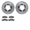7502-99260 Drilled/Slotted Brake Rotors w/5000 Advanced Brake Pads Kit [Silver], 1976-1985 Ford/Lincoln/Mercury/Mazda, Position: - image 1
