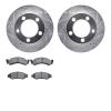 7502-99261 Drilled/Slotted Brake Rotors w/5000 Advanced Brake Pads Kit [Silver], 1986-1993 Ford/Lincoln/Mercury/Mazda, Position: - image 1