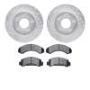 7502-99287 Drilled/Slotted Brake Rotors w/5000 Advanced Brake Pads Kit [Silver], 1990-1994 Ford/Lincoln/Mercury/Mazda, Position: - image 1