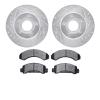 7502-99297 Drilled/Slotted Brake Rotors w/5000 Advanced Brake Pads Kit [Silver], 1993-1994 Ford/Lincoln/Mercury/Mazda, Position: - image 1