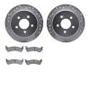 7502-99357 Drilled/Slotted Brake Rotors w/5000 Advanced Brake Pads Kit [Silver], 2001-2002 Ford/Lincoln/Mercury/Mazda, Position: - image 1