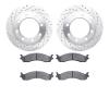 7502-99363 Drilled/Slotted Brake Rotors w/5000 Advanced Brake Pads Kit [Silver], 1995-1999 Ford/Lincoln/Mercury/Mazda, Position: - image 1