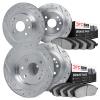 7504-07002 Drilled/Slotted Brake Rotors w/5000 Advanced Brake Pads Kit [Silver], 1966-1967 Mopar, Position: Front and Rear - image 1
